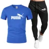 Summer Cotton T-Shirt Pants Set For Man Sell Casual Fitness Jogger 2 Piece Suits Short Sleeped Mens Tracksuit 240425