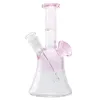 GB102 About 7.87 Inches Height Pink Glass Water Bong Dab Rig Smoking Pipe Bubbler 14mm Male Dome Bowl Down-stem Quartz Banger Nail 3 Models