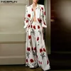 Masowe zestawy Mężczyzn Streetwear Flower Printing Lapel Blazer Pants 2pcs luźne męskie garnitury s5xl inderun 240409