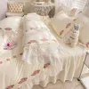 sets Princess estilo estilo coreano Salia Cama de cama bordada bordada de renda de renda de renda de tampa para meninas têxteis de luxo