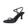 Hot Summer Sandal Womens Simple Solid Color Round Head One Line Buckle Strap Thin Heel High Fashion Sandals 240228