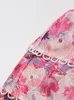 Zweifache Farbblock -Druckkleid für Frauen trägerloser ärmellose Hochtaille Patchwork Falten Falten Schläbchen Kleider weiblich Mode 240420