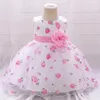 Robes de fille en bas âge en bas âge de fleur blanche robe de baptême pour les bébés filles nouveau-nés 1er anniversaire fleur de fleur en dentelle robes de mariée baptême de robe d240425