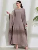 Ethnische Kleidung Eid Muslim Partykleid für Frauen Jalabiya Abaya Ramadan Lange Kleider Abayas Frau Fledermaushülle Kimono Robe Caftan Vestidos