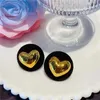 Dangle Chandelier Vintage Flocked Black Heart Stud Earrings For Women Exaggerated Metal Bowknot Statement Dangle Earrings Jewelry Bijoux