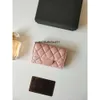Luxury C Fashion Designer Women Card Holders Fold Flap Classic Pattern Caviar Lambskin Black Woman Small Mini Wallet Pure Purse Color Pebble Leather With Box 253 446