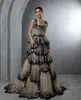 Luxe Dubai Elegant Pailles Lace Evening Jurken 2024 Sparkly Scoop Neck Tiered Ruffles A Line Women Party Formele jurken BC17197