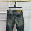 Mens Jeans Designer High midja Liten rak rör Slim Fit Elastic mångsidig vår sommar ungdomsklassiska blå modebyxor långa byxor