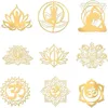 Enveloppe-cadeau 9pcs 1,6 pouce chakra autocollants yoga lotus autocollant en laiton doré om mandala géométrie sacrée auto-adhésive