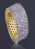 Gold 360 Iced Out Cumbic Zirconia micro pave bling bling rings cuivre 18k plaqués supérieurs plaqués diamants simulés rings hip hop7410064