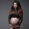 Maternity Dresses Maternity Photography Lace Tops See Through Maternity Lace Short Shirts Pregnancy Photo Shoot Posing Lace Shirt