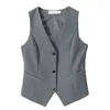 Two Piece Dress Ladies Suits And Vests 2024 Spring Autumn Gray Vest Camisole Waitress Professional Formal Work Clothes Women Office Uniform