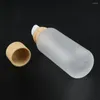 Storage Bottles Clear Frosted With Wooden Lid Personal Care Packaging 150ml Toner Customized Glass Bottle Manufacturer