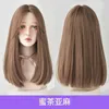 version of fashionable center split bangs womens long with natural shaping Korean collarbone straight hair wig full head set stylish cos