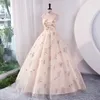 Luxo Bordado Floral Bordado Longo Prom Casamento Noite Vestidos de Casamento