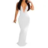 Casual Dresses Women's Bodycon Mermaid Dress Elegant Solid Color Deep V Neck Formal Party Gowns Ladies Open Back Sleeveless Cocktail