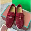 Loro Piano LP Shoes Charms l Walk Embellished Couples Suede Loafers Moccasins Genuine Casual Slip on Flats Men Luxury Designer Dress Shoes Factory