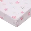 Roze regenboog 4 pc's babywieg beddengoed set voor meisjes en jongens, waaronder quilt krib blad rokpillow case 240418
