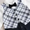 Rompers Spring And Autumn Boys And Girls Gentleman Style Handsome Outgoing Formal Wear Comfortable Long Sleeve Baby Bodysuit d240425