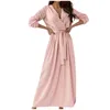 Casual Dresses Women Fashion Long V-neck Elegant Soft Dress Sleeve Solid Color Beautiful Party For Summer