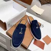 Loro Piano LP Pantoffeln Frauenschuhe für Kleiderschuhe offener Zehen klassisch klassisches Sandalen Sleber Schuhe Frauen Flat Slides Slipper Designer Luxus High Elastic Be