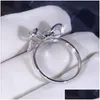 Band Rings Fashion Love Bowknot Designer For Shining Crystal Luxury Lover Sweet Bow Knot Ring With Cz Bling Diamond Stone Women Gift D Otqdc