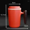 Tasses de bureau en céramique tasse trois pièces avec passoir à thé tasse café simple ménage avancé 301-400 ml d'amant d'eau cadeau