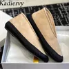 Casual Shoes Winter For Women Cow Suede Round Toe Slip-on Loafers Woman Comfy Walk Wool Warm Flat Short Boots