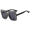 Sunglasses Fashionable womens square sunglasses with sparkling rhinestone accents and UV protection J240423