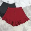 Frauenshorts japanische Stil Japanischer Stil Kräuselte hohe Taille lässige A-Linie Weitbein Hosen Mode Retro Plissee Kurzer Culottes Y2K Sommer