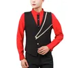 Herenpakken Coat Vest Elegant Mens Modest Polyester Regelmatig mouwloos vaste pak V Neck veelzijdige taille knop Office duurzaam