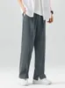 Summer Casual Pants Mężczyźni oddychający poliestr Korean Mash Modna półwczesna talia spodni prosta luźne spodnie drape 240423