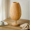 Table Lamps Bamboo Lamp Handmade Wooden Bedside Vintage Living Room Decoration Night Light For Bedroom Camping Desk