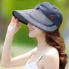 Sun Hat Ladies Wide Brim Straw Women Large Floppy Summer Beach A Button Cap Hatts For 240415