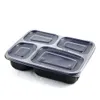 400pcs/lote descartável para preparação de refeições Recipientes 4 Compartimento Caixa de armazenamento de alimentos Microondas Seguro para lancheiras LX4509 DRO DH2UJ ES LX509