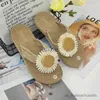 Slipper Ethnic Style Straw Woven Tourist Hemp Soled Womens Sandals bär flip-flops Fashionabla strandblomma Clip Fötter Sidtor R230816