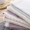 Blankets Swaddling Baby Blanket with Lace Muslin Squares Cotton Gauze Baby Blankets Newborn Swaddle Mantas Para Beb Plain Color