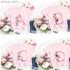 T-shirts rosa nya blommor bokstav a b c d barn t-shirt kawaii t-shirt anime tecknade casual kläder kid flicka pojke kort ärm topp teel2404