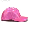 Kogelcaps verstelbaar glanzende holografische honkbalhoed regenboog reflecterende hiphop rave hoed metaal casual hoed Q240425