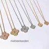 Designer Luxury ketting Fanjia 925 Puur verzilverde 18K Rose Gold Lucky Clover Full Diamond Dames Mini kleine menigte kraagketen