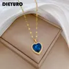 Подвесные ожерелья Dieyuro 316L из нержавеющей стали сердца Большое голубо