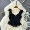 Sexy lace tops for womens crop top women solid color tank top off shoulder sleeveless camis for women summer omighty ins 240424