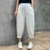 Women's Pants Summer Cotton Linen Harem Plus Size Loose Casual With Embroidered Thin Straight Pant