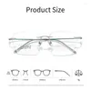 Zonnebrillen frames momoja mode eenvoudige dames framework ultralicht titanium legering polygonaal optisch recept herenrandloze bril