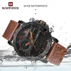 Montres pour hommes montres à la marque de luxe Men de sports en cuir montres de sport en cuir Naviforce Mentide à quartz en quartz.