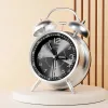 Clocks Portable Metal Alarm Clock Retro Round Double Bells Desk Table Clock Bedroom Home Decorations Portable Alarm Clock