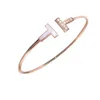 Classic Tifenny Letter Bracele The Korean of the bracelet is plated with 18K rose gold edge diamond Beibai matching titanium steel cool and trendy tren