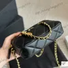 Borsetta per reticolo di diamante di lusso da donna con borsetta per moneta oro con catene in metallo oro Borsa per trucco della spalla Canna cosmetica Borsa di traversa 20*11,5 cm