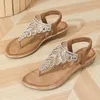 Casual Shoes Summer Female 1,5 cm Platform 3cm låga klackar dendriforma Sandles Kvinnor stor storlek Bekväm bling mjuk kristall bohemiska sandaler