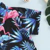 Clothing Sets Little Kids Toddler Baby Boy Summer Clothes Flamingo Tropical Plants Print Short Sleeve Button Down Shirt Solid Shorts Set